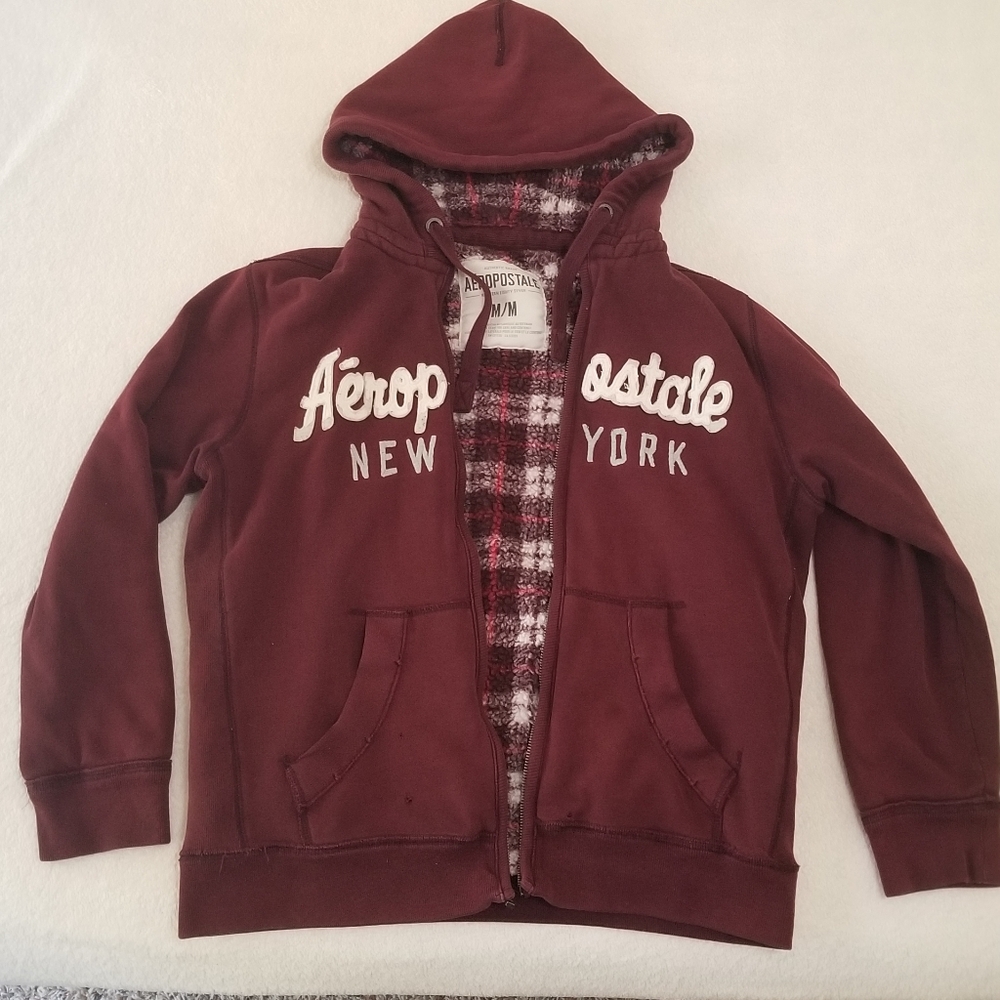 Medium Maroon Aeropostale Zip Hoodie